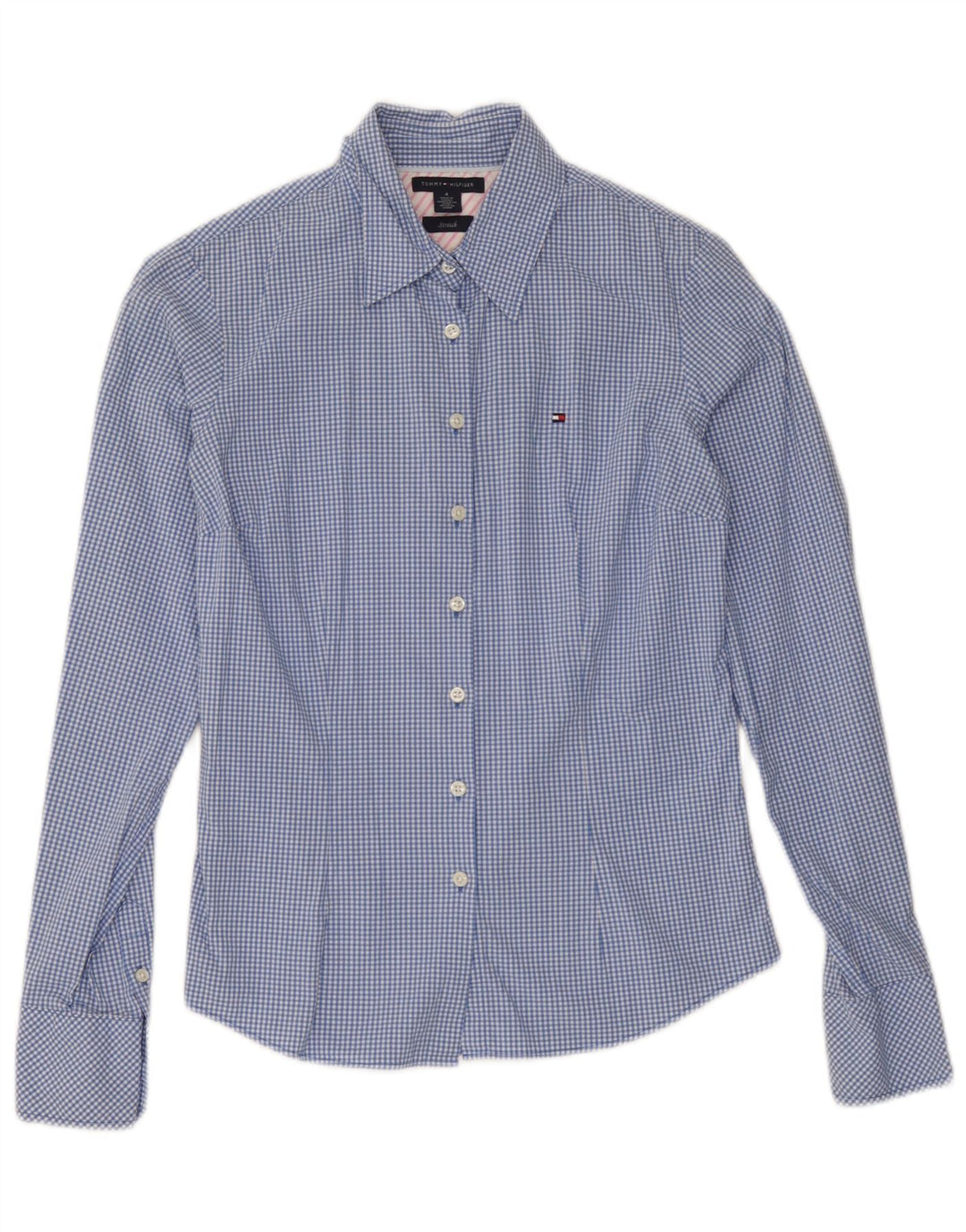 Tommy Hilfiger Camisa para mujer US 4 Small Blue Gingham Cotton