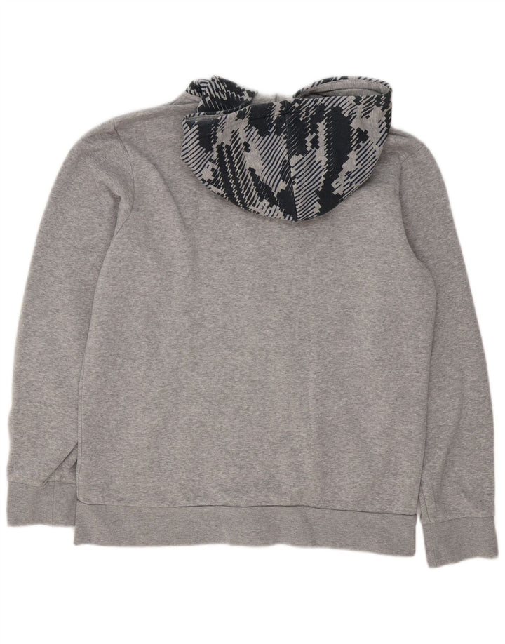 Adidas Hombre Zip Sudadera Con Capucha Suéter Grande Gris Geométrico