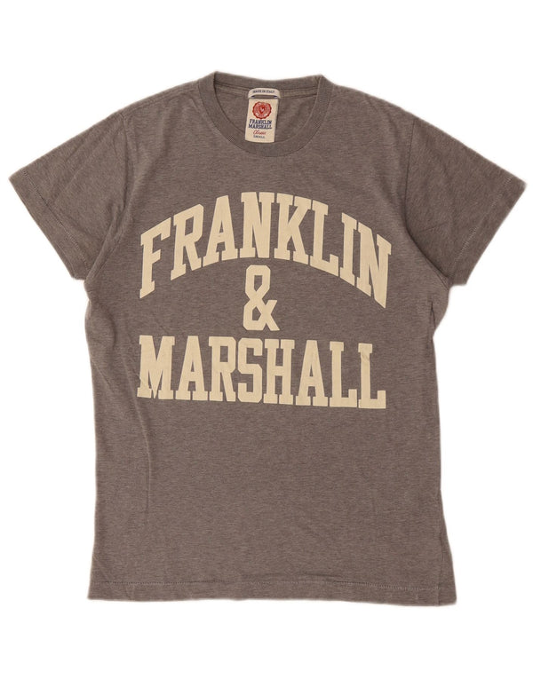 FRANKLIN & MARSHALL Camiseta gráfica clásica para hombre Top pequeño de algodón gris