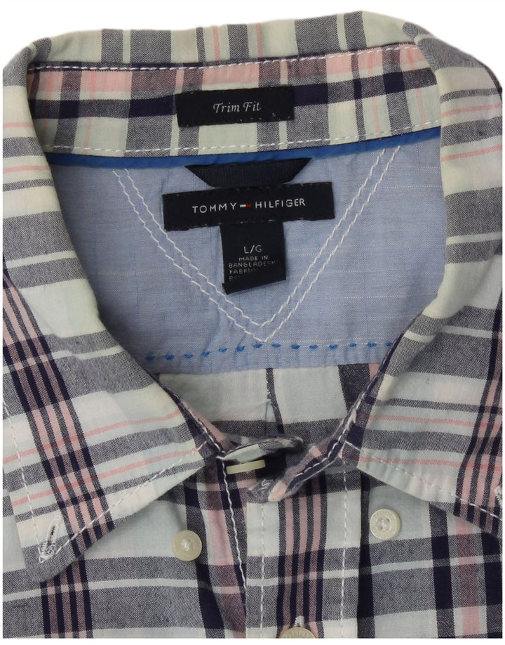 Camisa Tommy Hilfiger para hombre de algodón a cuadros azules grandes