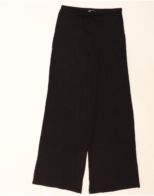 Zara Womens Wide Leg Casual Trousers Medium W28 L31 Black Polyester