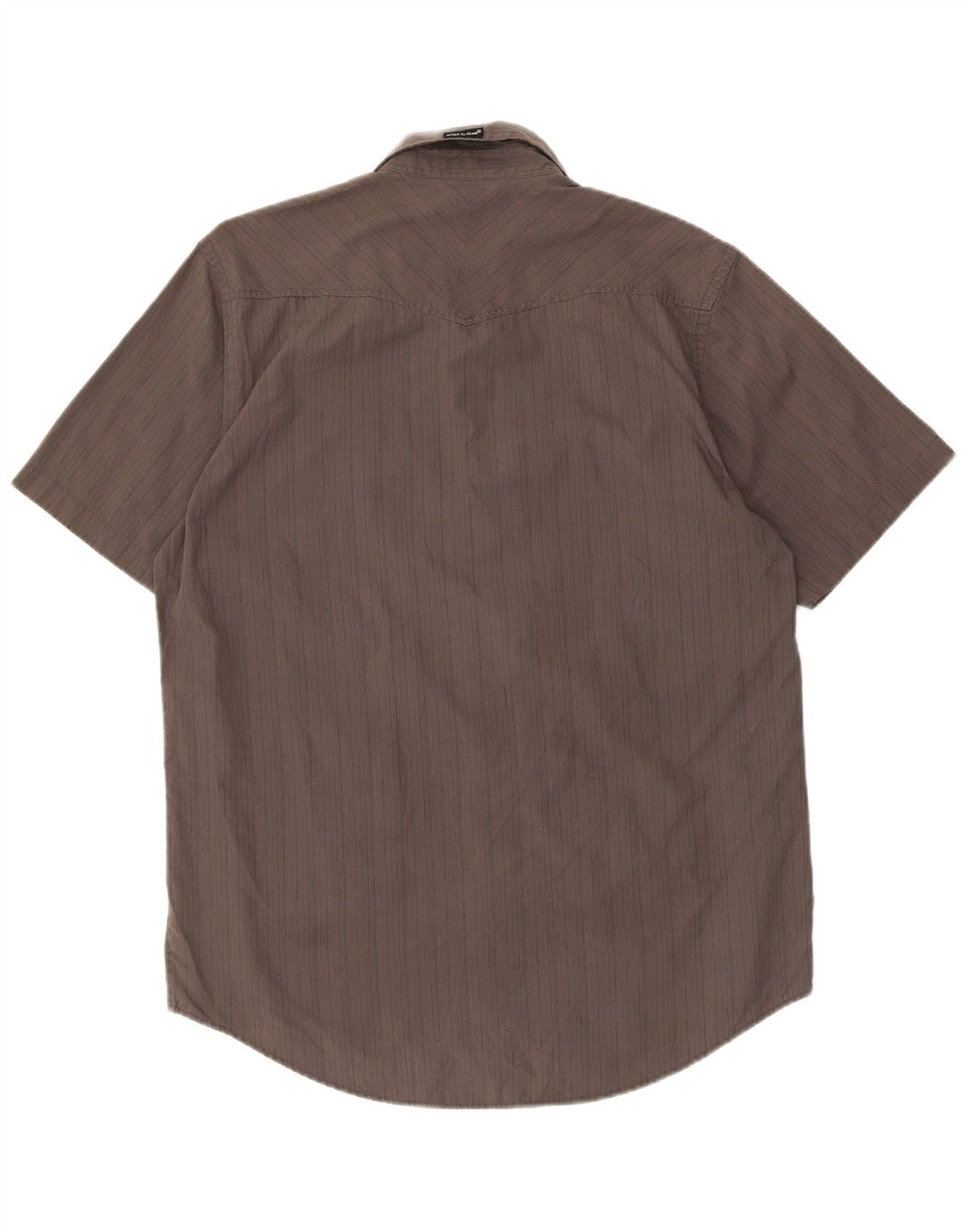 Camisa de manga corta para hombre Volcom Large gris de algodón a rayas