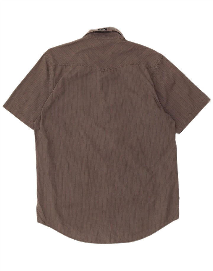 Camisa de manga corta para hombre Volcom Large gris de algodón a rayas