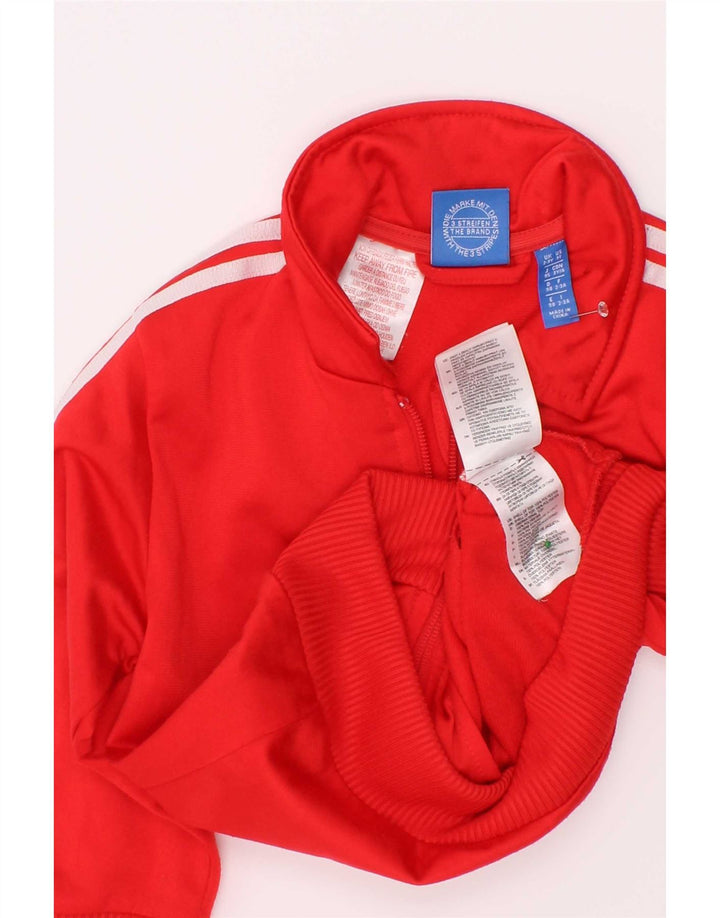 Adidas Boys Graphic Chándal Top Chaqueta 2-3 Años Rojo Poliéster