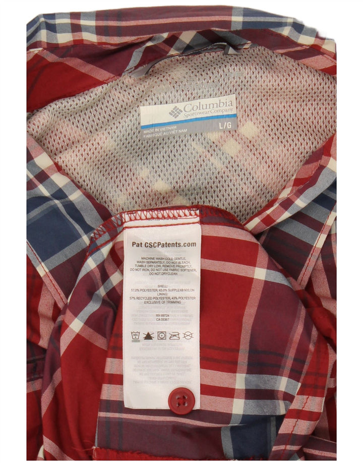 Camisa Columbia para hombre de poliéster a cuadros rojos grandes