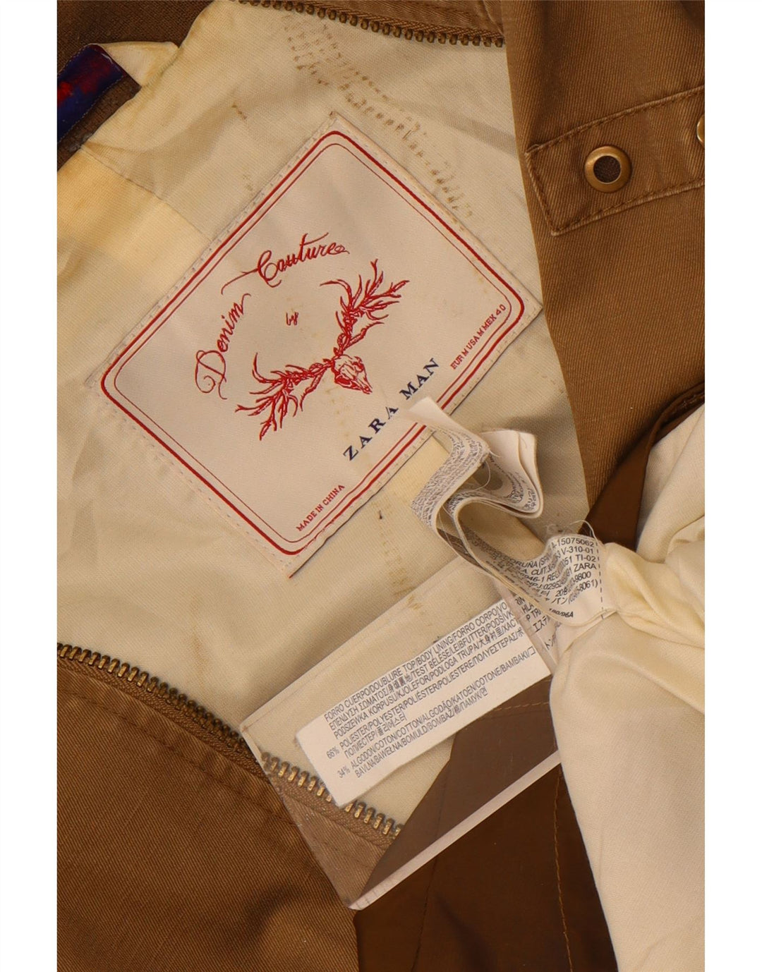 Zara Hombre Cazadora Bomber ES 38 Marrón Medio Poliéster Colorblock