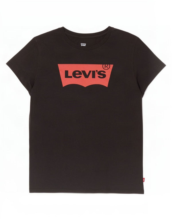 Levi's Camiseta gráfica para mujer Top UK 46 Large Algodón negro
