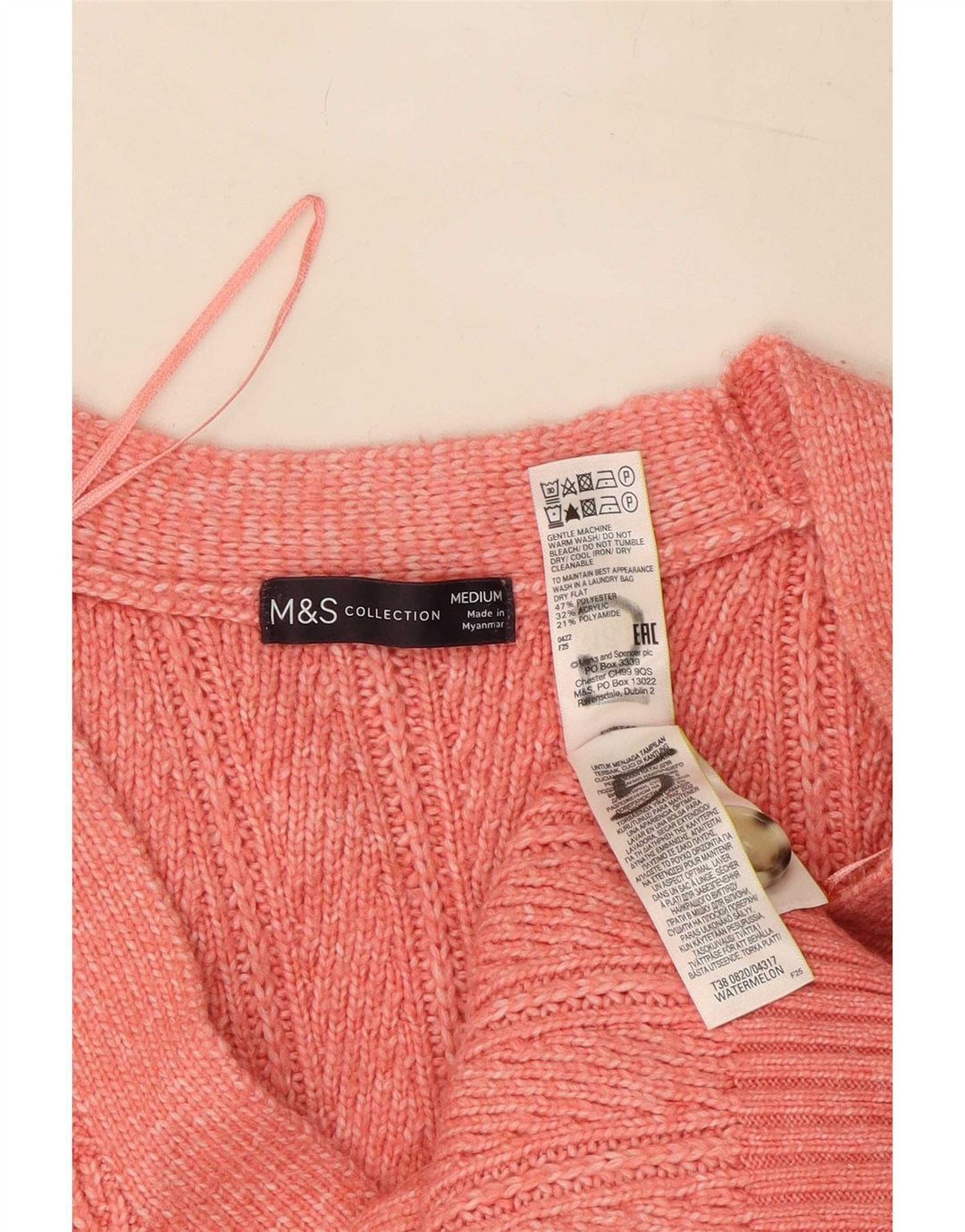 Marks & Spencer Suéter tipo cárdigan para mujer UK 44 Poliéster rosa medio