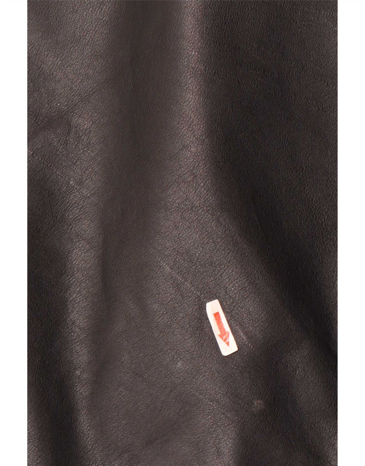 Vintage hombres chaqueta de cuero militar IT 56 3XL cuero negro