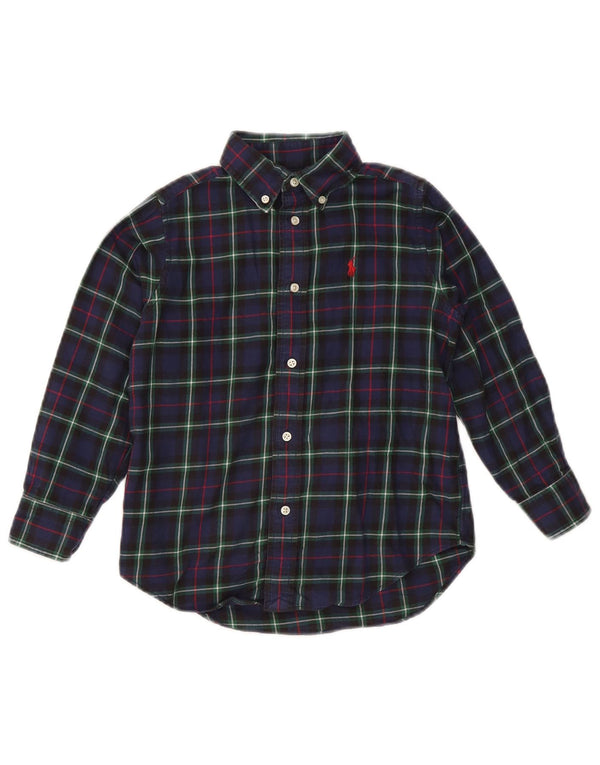Ralph Lauren Camisa de franela para niño 4-5 años Algodón a cuadros azul marino