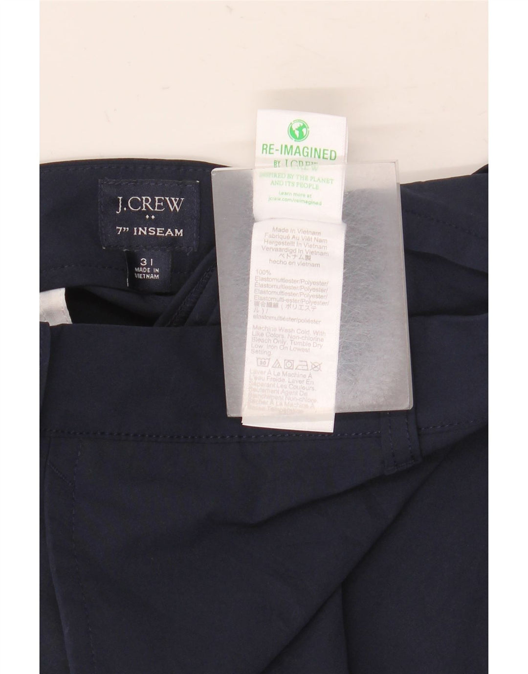 J. Crew Pantalones cortos chinos para hombre W31 Poliéster azul marino medio