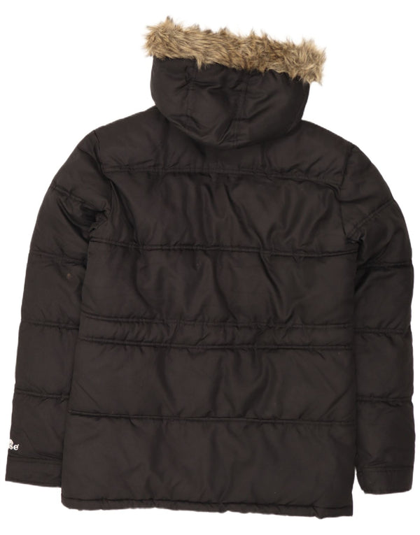 Ellesse Chaqueta acolchada con capucha para hombre UK 38 Medium Negro Poliéster