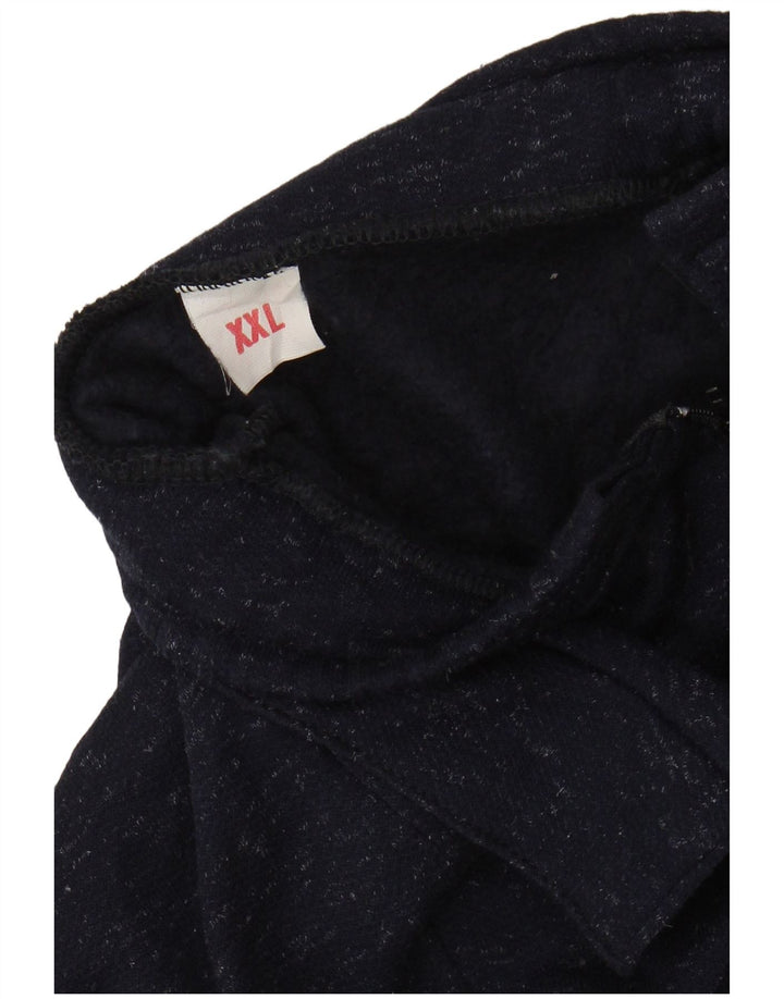 VINTAGE Mujer Zip Neck Jumper Suéter UK 20 2XL Azul Marino Flecked Algodón