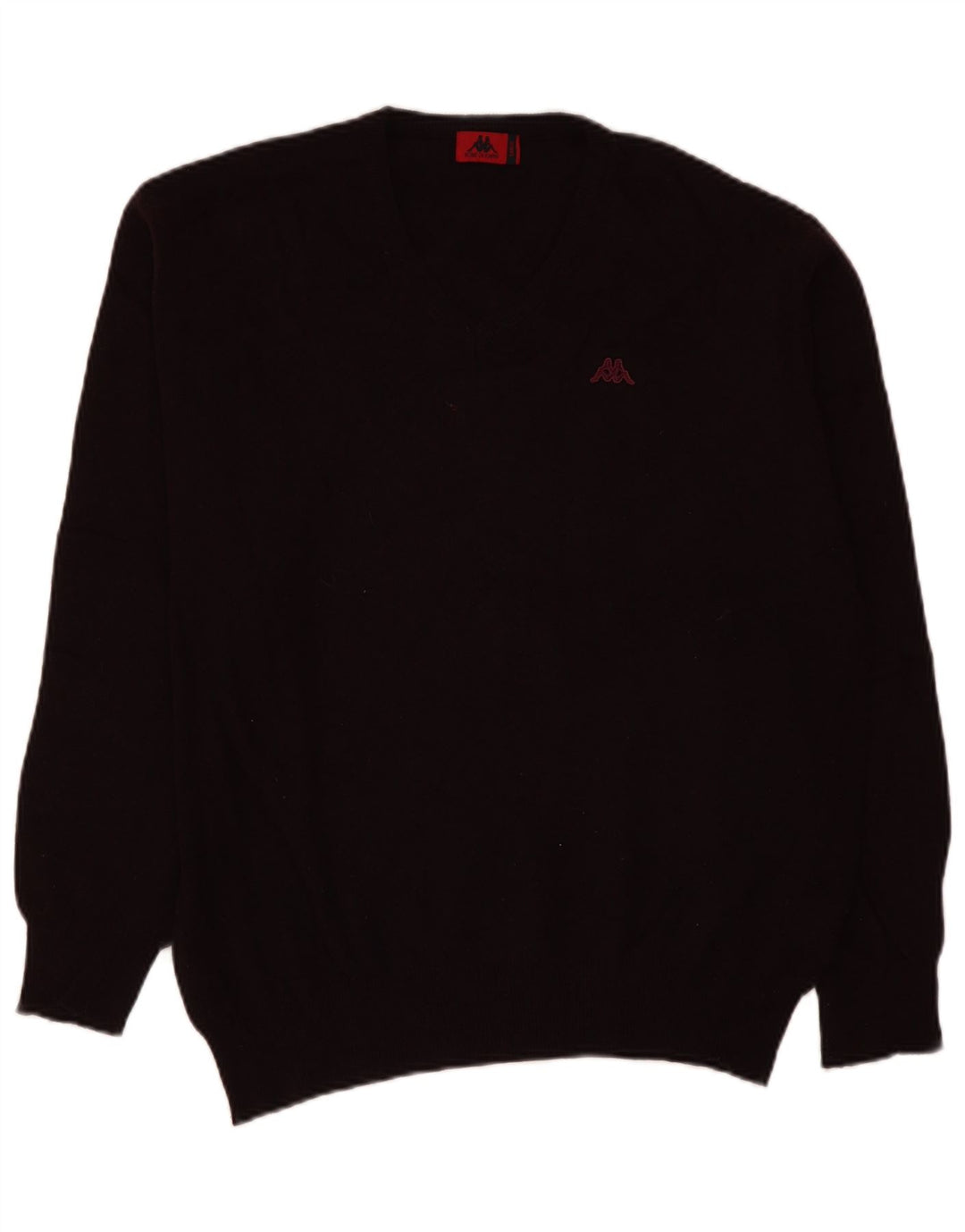 Kappa Jersey con Cuello en V para Hombre Large Borgoña Lana de Cordero