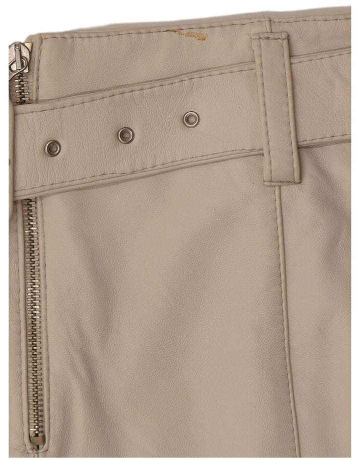 VINTAGE Falda de cuero para mujer IT 44 Medio W28 Cuero gris