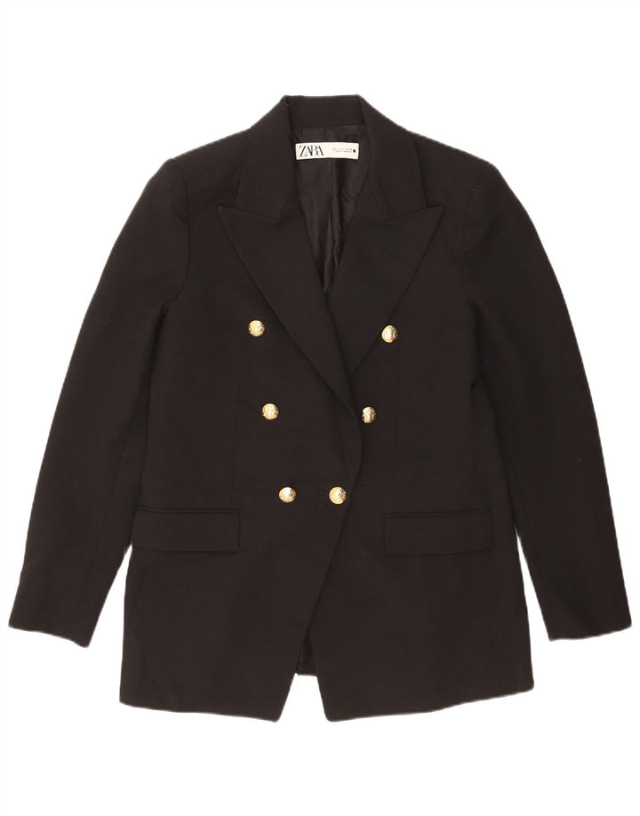 Zara Chaqueta Blazer De Doble Botonadura Para Mujer UK 46 Grande Poliéster Negro