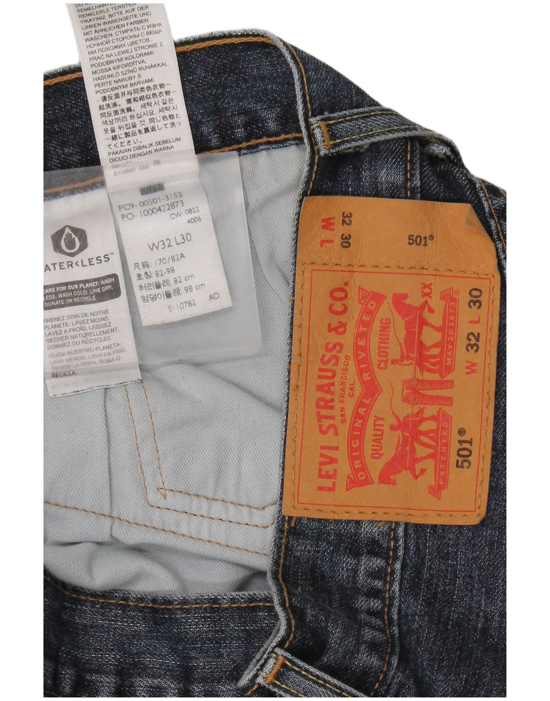 LEVI'S Jeans rectos 501 para hombre W32 L30 Algodón azul