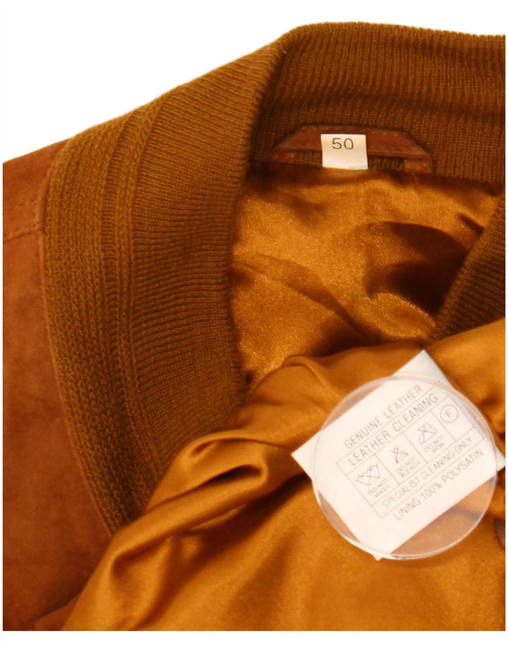 Vintage hombres ante bomber chaqueta IT 50 marrón grande