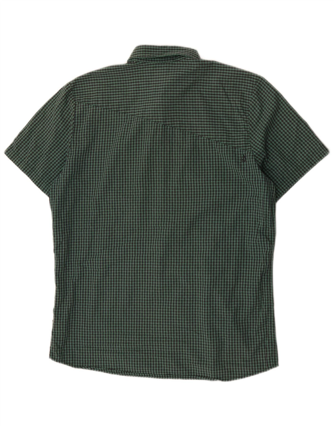 Volcom Camisa de manga corta de ajuste moderno para hombre, algodón a cuadros verde grande, talla grande