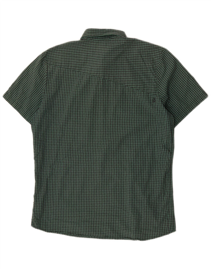 Volcom Camisa de manga corta de ajuste moderno para hombre, algodón a cuadros verde grande, talla grande