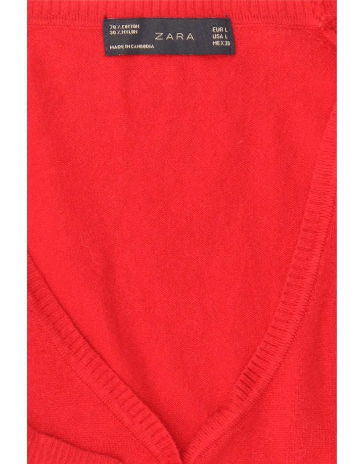 Zara Mujer Cárdigan Suéter UK 44 Grande Rojo