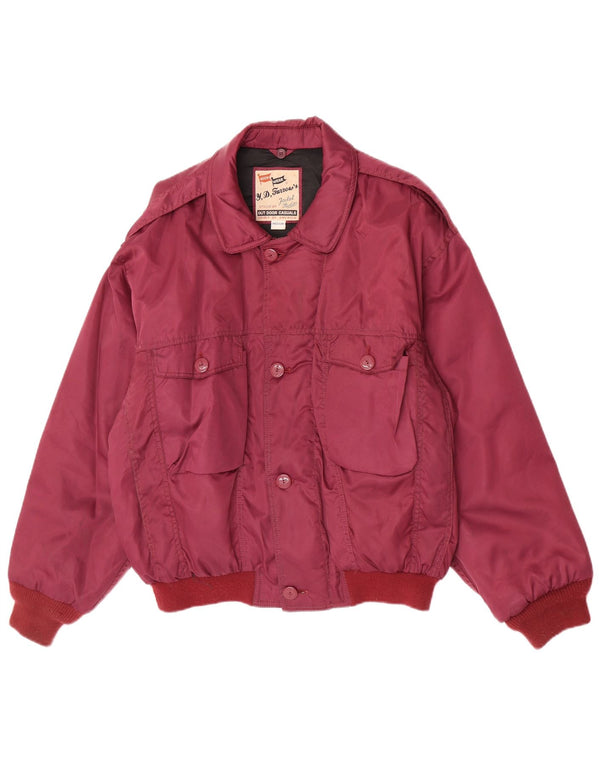 Vintage Mens Padded Bomber Jacket UK 38 Medium Burgundy Nylon