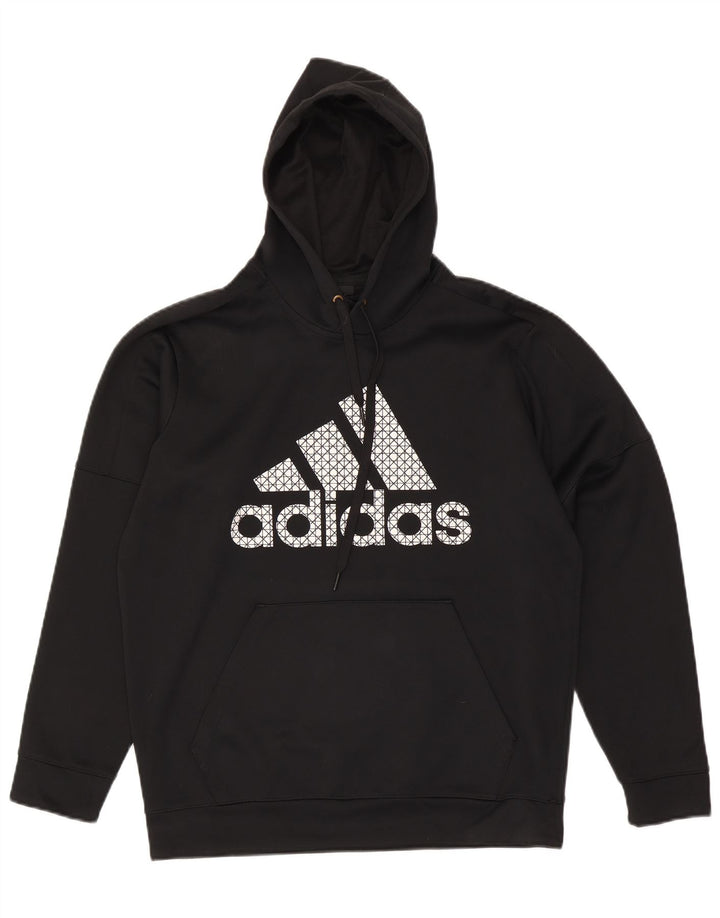 Adidas Climawarm Graphic Sudadera con capucha para hombre, tamaño grande, poliéster negro