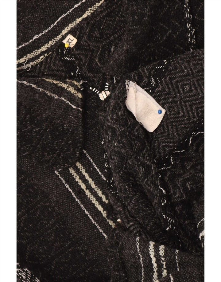 Vintage hombres Cardigan suéter XL negro geométrico lana azteca