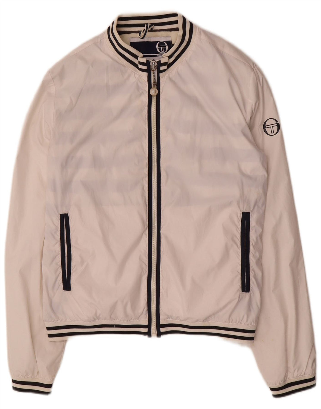 Sergio Tacchini - Chaqueta de chándal para mujer, talla 12, color blanco a rayas