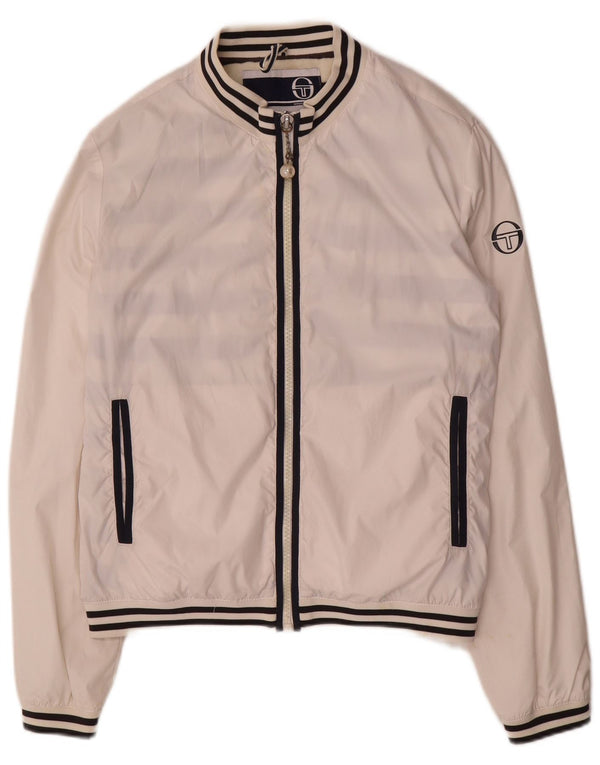 Sergio Tacchini - Chaqueta de chándal para mujer, talla 12, color blanco a rayas