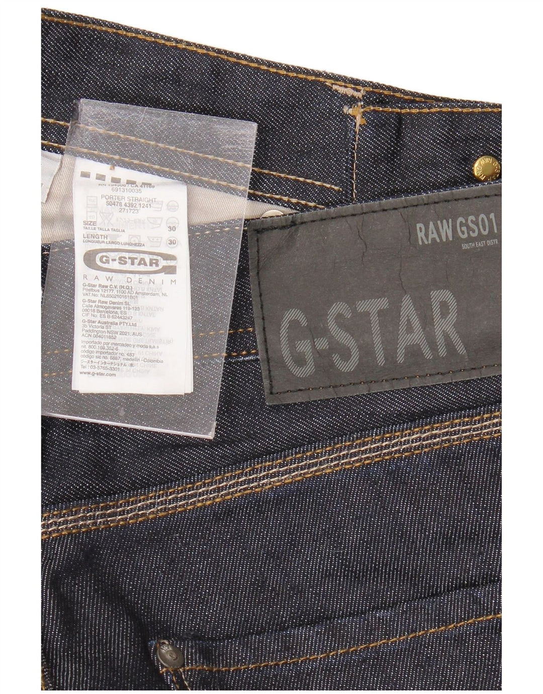 Vaqueros rectos para hombre G-STAR W30 L30 Algodón azul marino