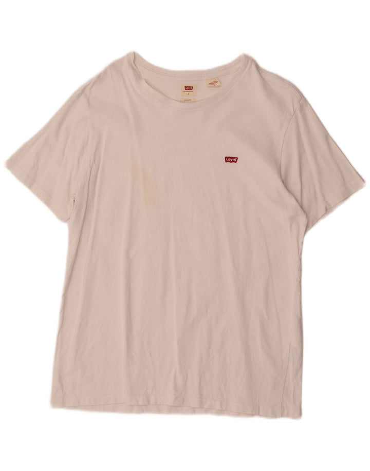 Levi's Camiseta estándar para hombre Top grande de algodón blanco