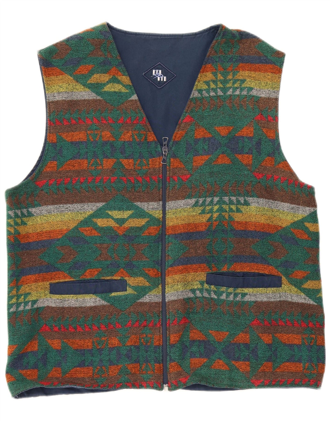 Vintage hombres chaleco reversible grande multicolor Fair Isle