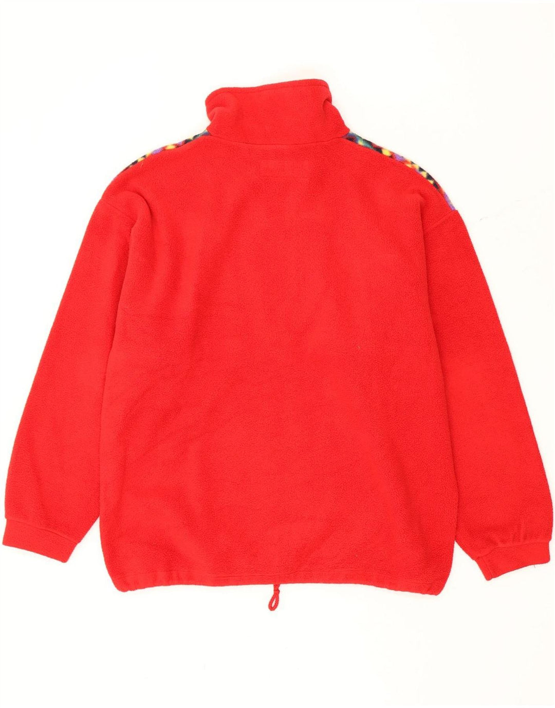 Vintage hombres zip cuello polar jumper medio rojo geométrico poliéster