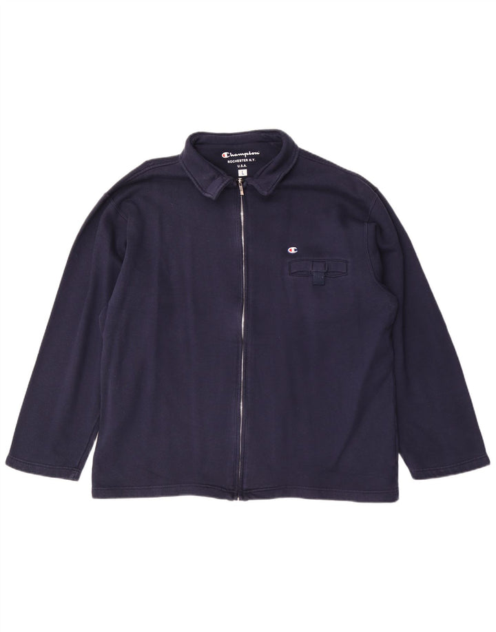 Champion Chaqueta de chándal para hombre, talla grande, algodón azul marino
