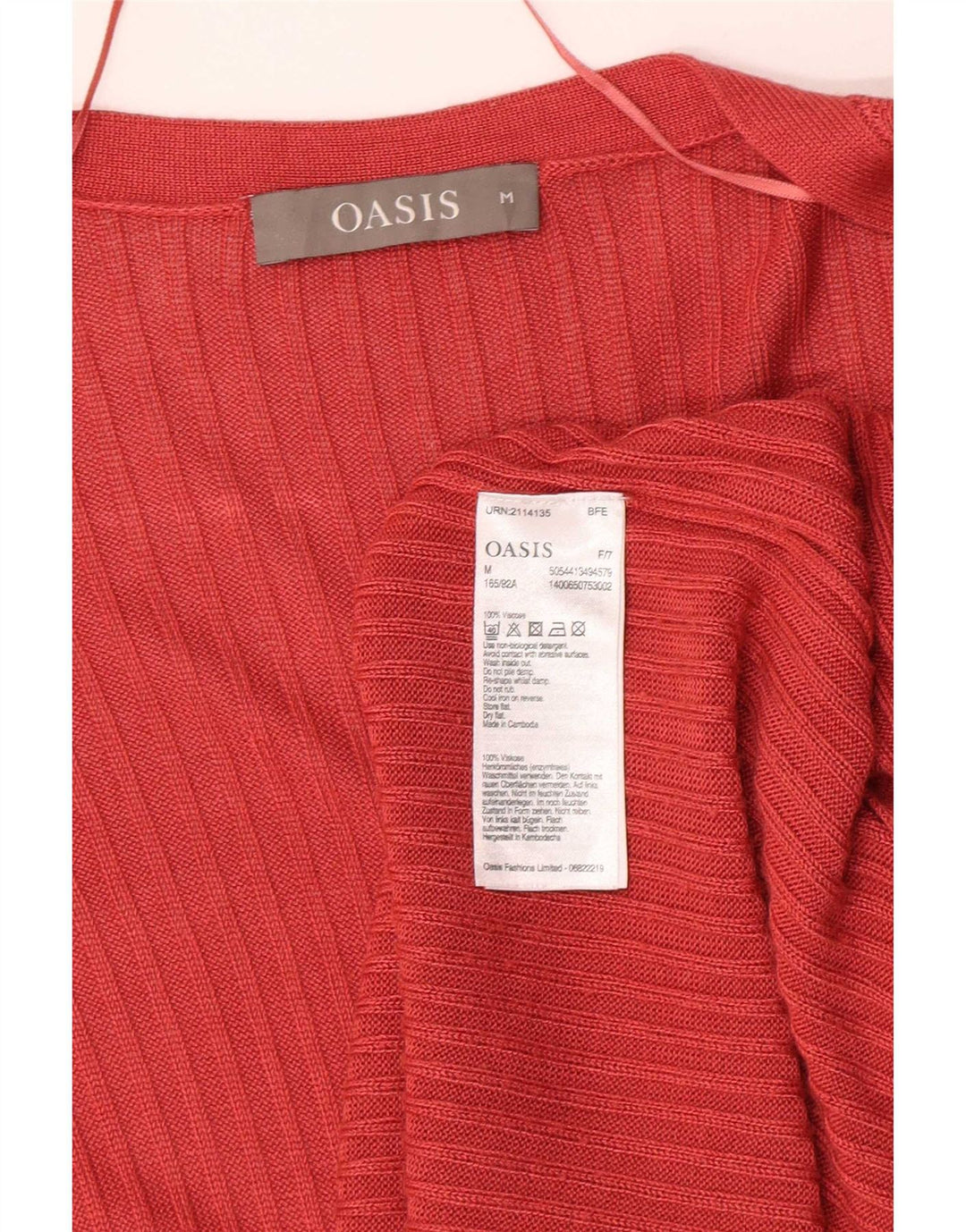 Oasis Suéter Cárdigan Abierto Largo para Mujer UK 40 Viscosa Roja Mediana