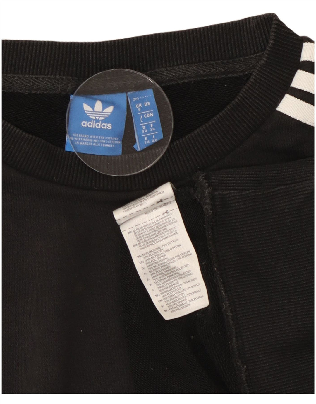 Adidas - Sudadera extragrande para mujer, talla 8, tamaño pequeño, algodón negro