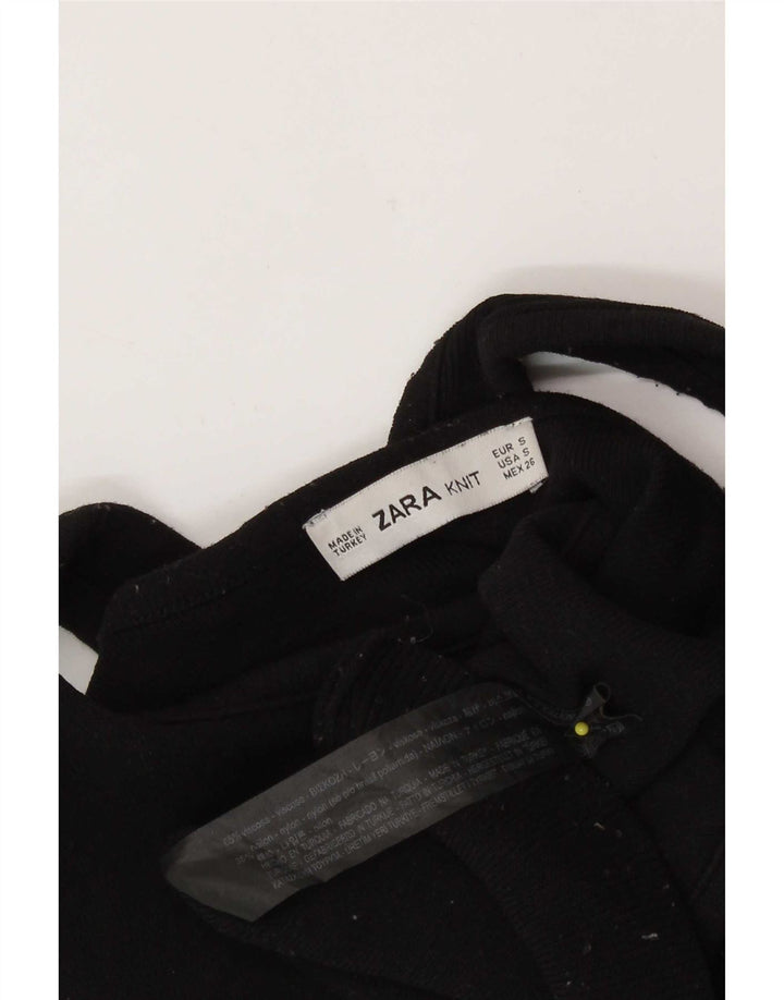 Zara Mujer Crop Top UK 8 Small Viscosa Negra