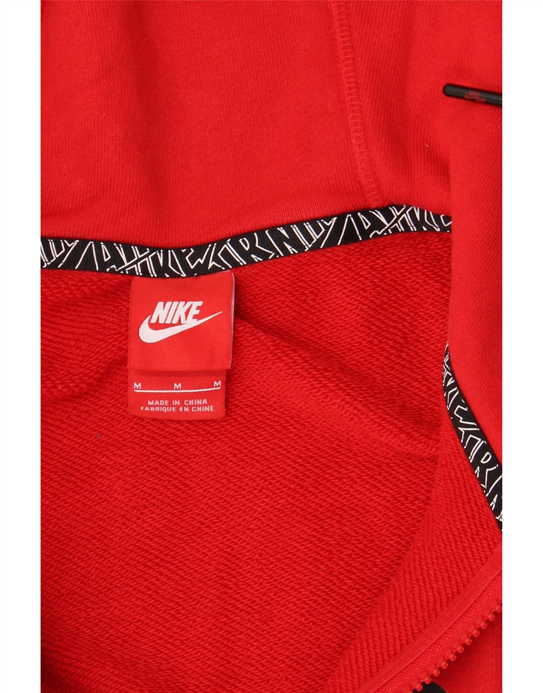 NIKE Sudadera con capucha y cremallera gráfica para hombre de algodón rojo mediano
