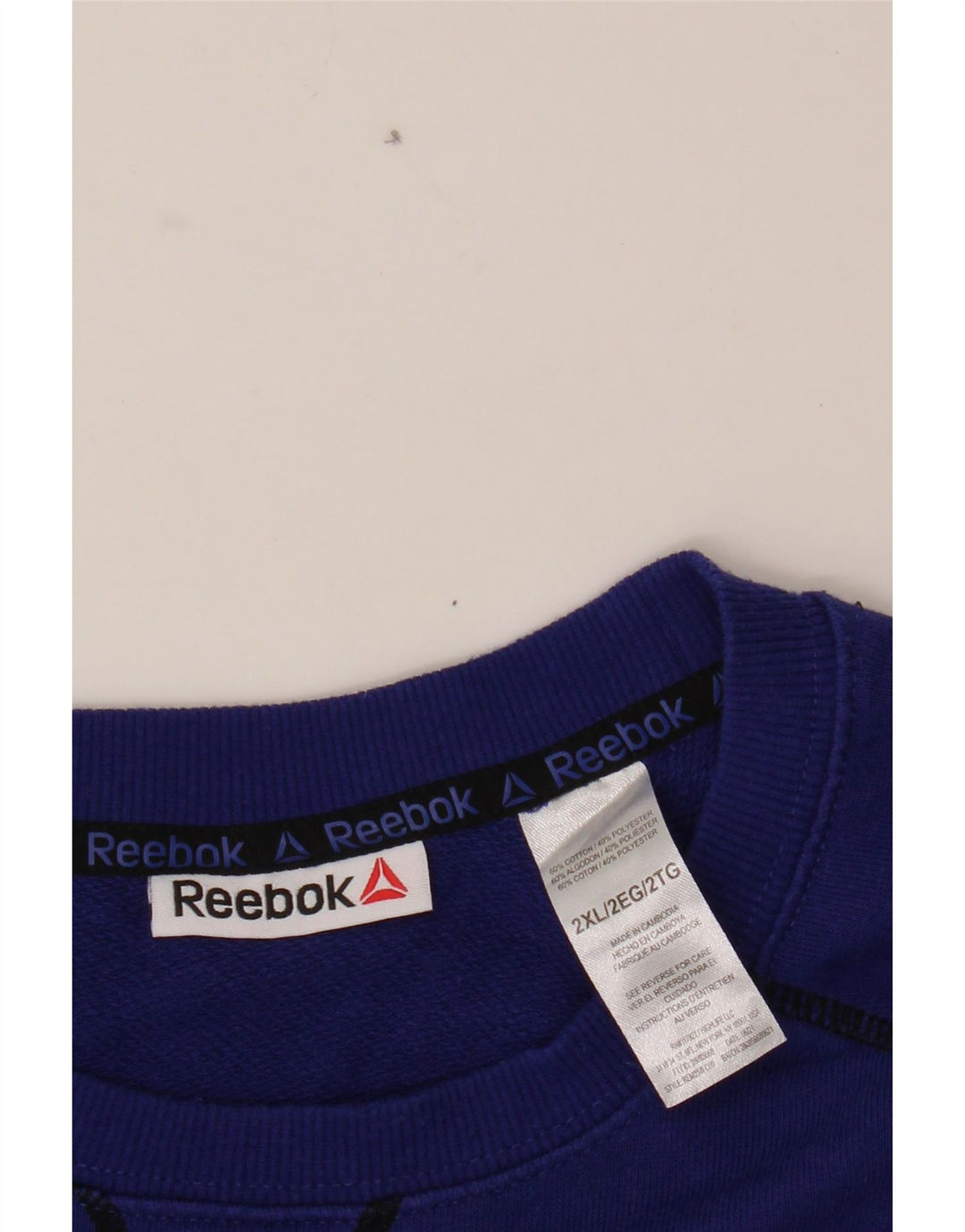 REEBOK Mens Graphic Sweatshirt Jumper 2XL Navy Blue Cotton Vintage Reebok and Second-Hand Reebok from Messina Hembry 