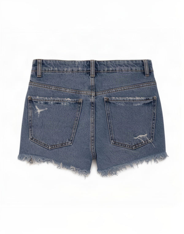 Zara Pantalones cortos de mezclilla desgastados para mujer EU 34 2XS W24 Algodón azul