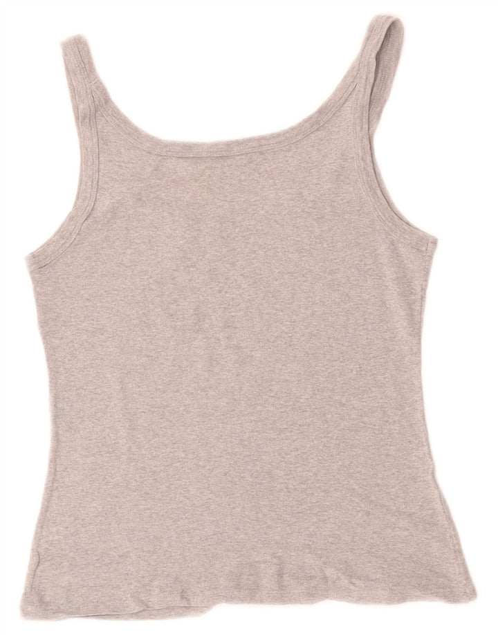 BENETTON Top sin mangas con gráfico corto para mujer UK 8 Small Grey