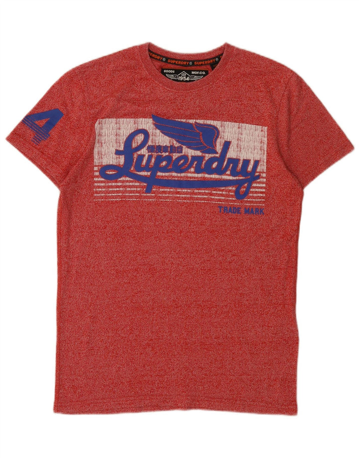 Superdry Camiseta gráfica para hombre Top pequeño de algodón moteado rojo