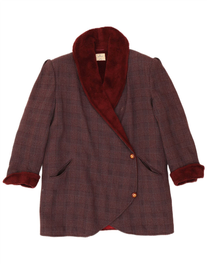 Cerruti 1881 Abrigo para mujer UK 44 Medium Borgoña Check
