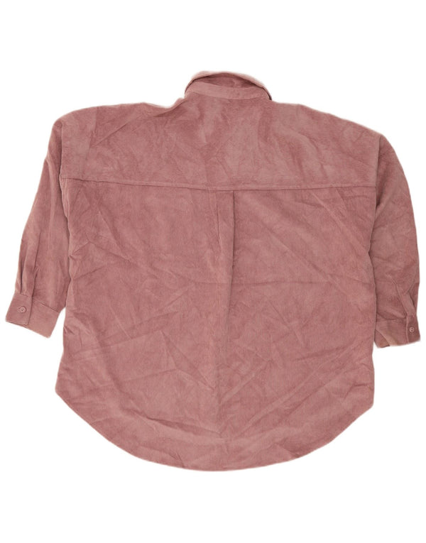 Zara Mujer Camisa De Pana Extragrande UK 10 Small Poliéster Rosa