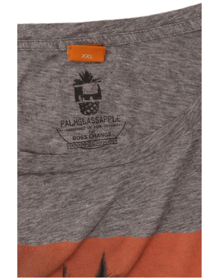 HUGO BOSS Camiseta gráfica para hombre Top 2XL Gris moteado