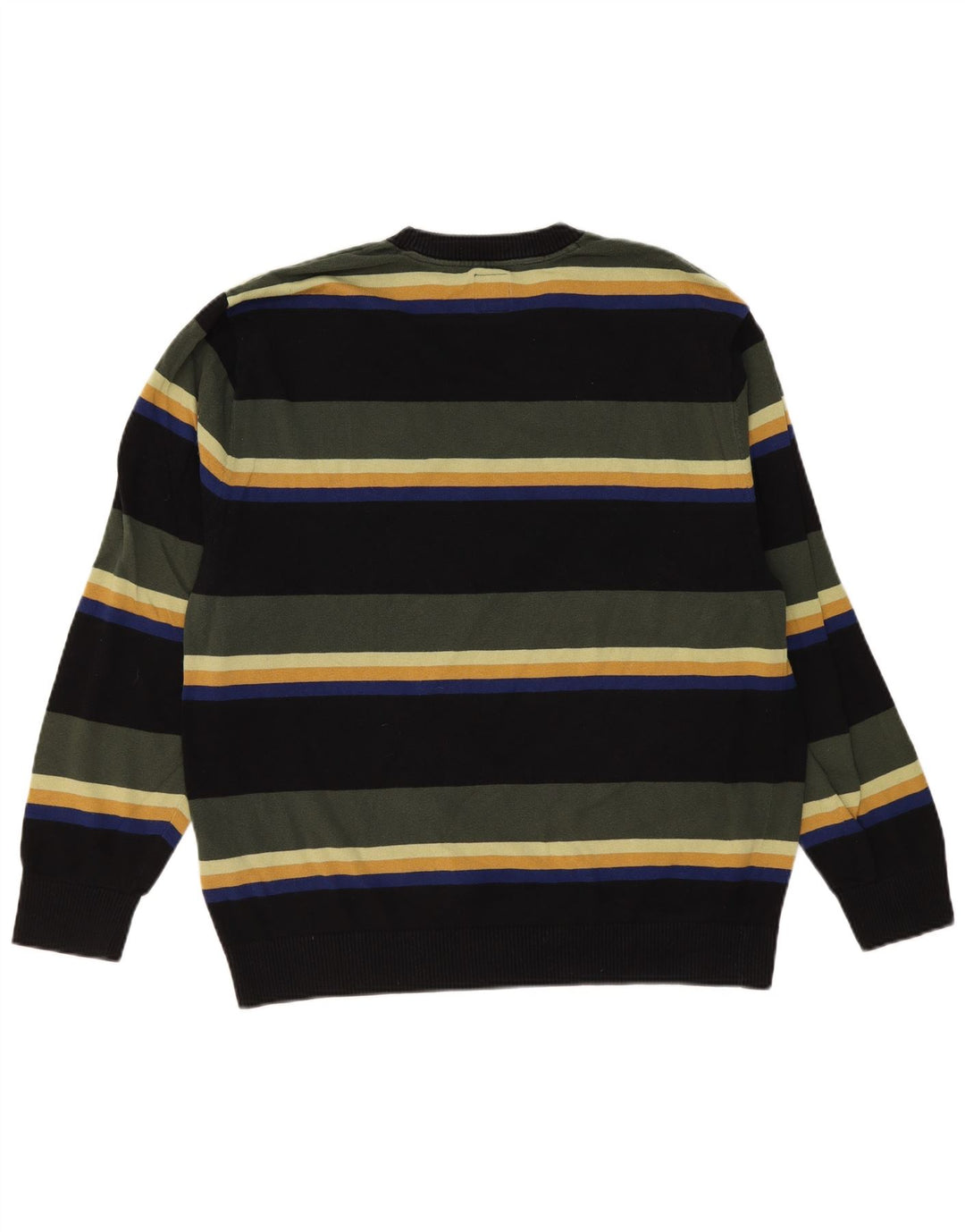 Vans Jersey con cuello redondo para hombre, talla grande, algodón a rayas multicolor