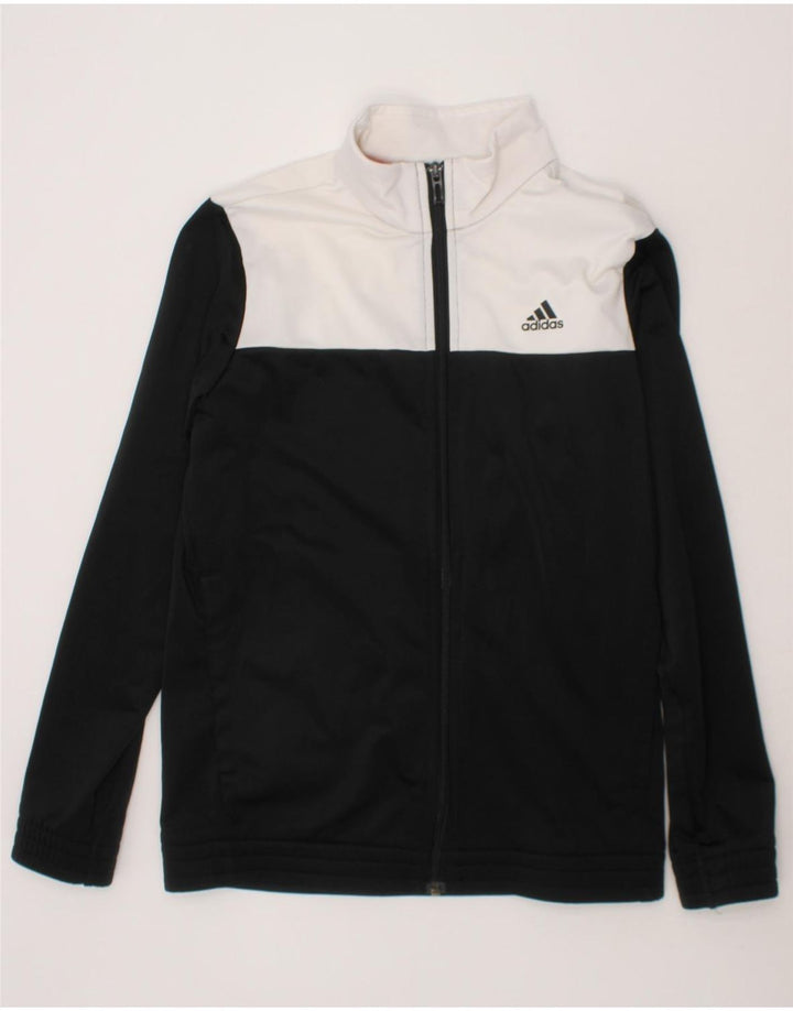 ADIDAS Boys Tracksuit Top Jacket 11-12 Years Black Colourblock Polyester Vintage Adidas and Second-Hand Adidas from Messina Hembry 