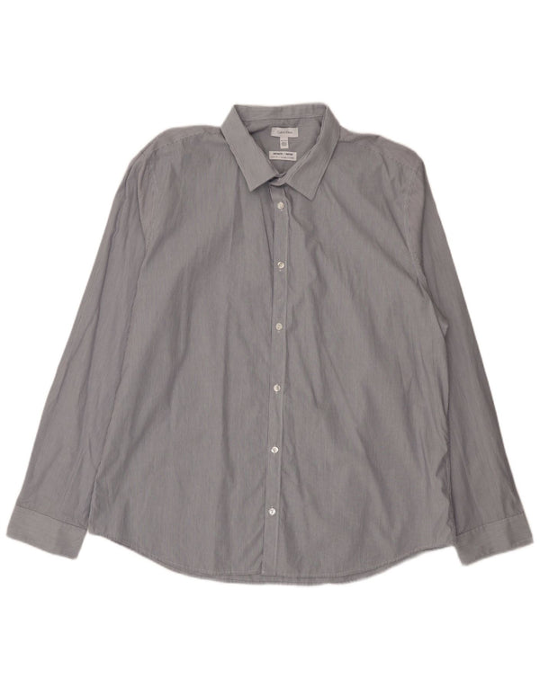 Calvin Klein Camisa Slim Fit para Hombre 2XL Algodón Azul a Rayas