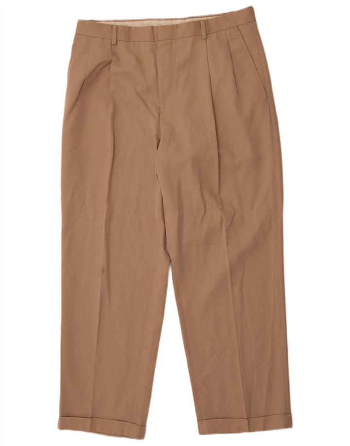 Eddie Bauer Pantalón chino con pinzas para hombre W36 L30 Poliéster beige